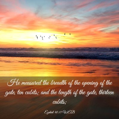 Picture 03 - Ezekiel 40:11 WEB - He measured the breadth of the opening of the - Bible Verse Picture