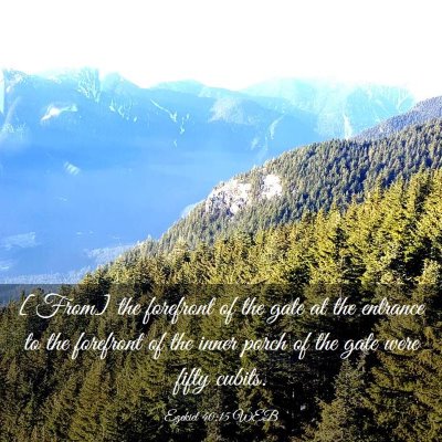 Picture 03 - Ezekiel 40:15 WEB - [From] the forefront of the gate at the entrance - Bible Verse Picture