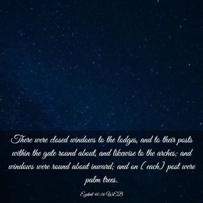 Picture 03 - Ezekiel 40:16 WEB - There were closed windows to the lodges, and to - Bible Verse Picture