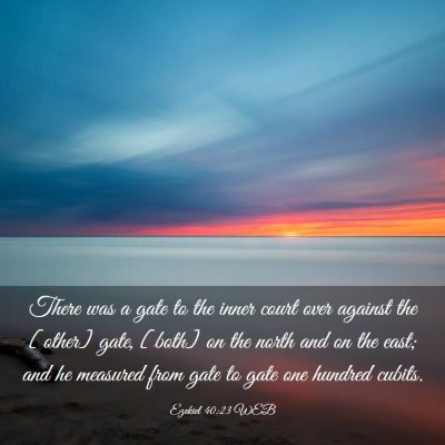 Picture 03 - Ezekiel 40:23 WEB - There was a gate to the inner court over against - Bible Verse Picture