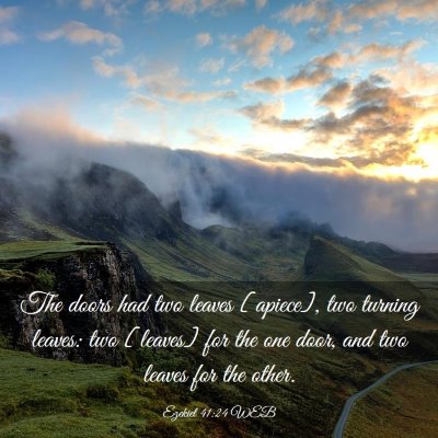 Picture 03 - Ezekiel 41:24 WEB - The doors had two leaves [apiece], two turning - Bible Verse Picture