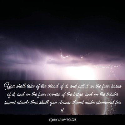 Picture 03 - Ezekiel 43:20 WEB - You shall take of the blood of it, and put it on - Bible Verse Picture