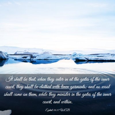 Picture 03 - Ezekiel 44:17 WEB - It shall be that, when they enter in at the gates - Bible Verse Picture