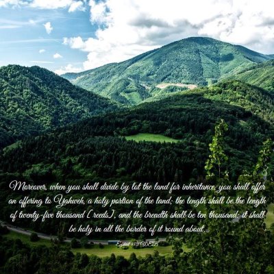 Picture 03 - Ezekiel 45:1 WEB - Moreover, when you shall divide by lot the land - Bible Verse Picture