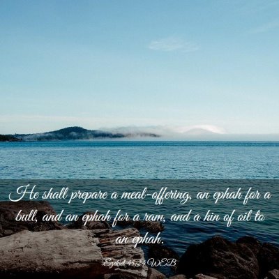 Picture 03 - Ezekiel 45:24 WEB - He shall prepare a meal-offering, an ephah for a - Bible Verse Picture
