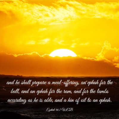 Picture 03 - Ezekiel 46:7 WEB - and he shall prepare a meal-offering, an ephah - Bible Verse Picture