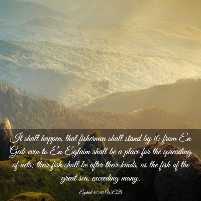 Picture 03 - Ezekiel 47:10 WEB - It shall happen, that fishermen shall stand by - Bible Verse Picture