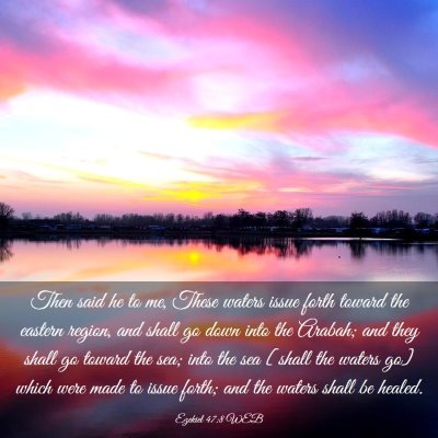 Picture 03 - Ezekiel 47:8 WEB - Then said he to me, These waters issue forth - Bible Verse Picture