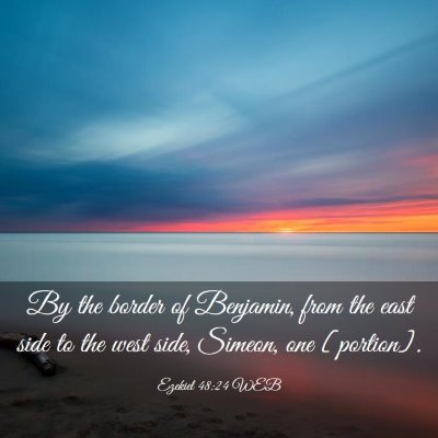 Picture 03 - Ezekiel 48:24 WEB - By the border of Benjamin, from the east side to - Bible Verse Picture