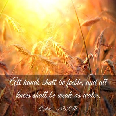 Picture 03 - Ezekiel 7:17 WEB - All hands shall be feeble, and all knees shall be - Bible Verse Picture