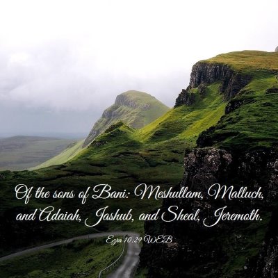 Picture 03 - Ezra 10:29 WEB - Of the sons of Bani: Meshullam, Malluch, and - Bible Verse Picture
