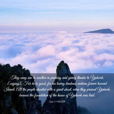 Picture 03 - Ezra 3:11 WEB - They sang one to another in praising and giving - Bible Verse Picture