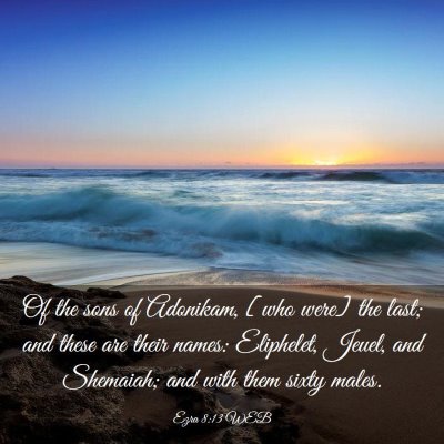 Picture 03 - Ezra 8:13 WEB - Of the sons of Adonikam, [who were] the last; and - Bible Verse Picture