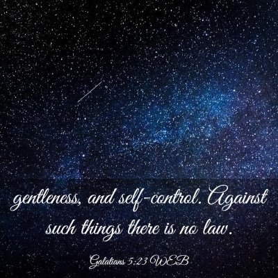 Picture 03 - Galatians 5:23 WEB - gentleness, and self-control. Against such things - Bible Verse Picture
