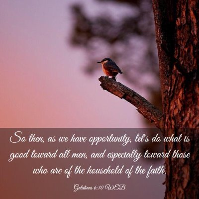Picture 03 - Galatians 6:10 WEB - So then, as we have opportunity, let's do what is - Bible Verse Picture