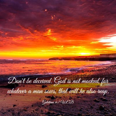 Picture 03 - Galatians 6:7 WEB - Don't be deceived. God is not mocked, for - Bible Verse Picture