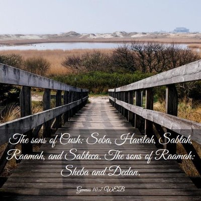 Picture 03 - Genesis 10:7 WEB - The sons of Cush: Seba, Havilah, Sabtah, Raamah, - Bible Verse Picture