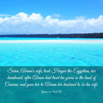 Picture 03 - Genesis 16:3 WEB - Sarai, Abram's wife, took Hagar the Egyptian, her - Bible Verse Picture