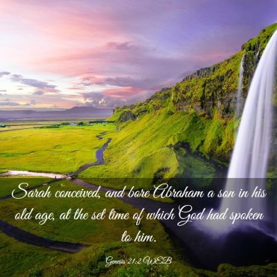 Picture 03 - Genesis 21:2 WEB - Sarah conceived, and bore Abraham a son in his - Bible Verse Picture