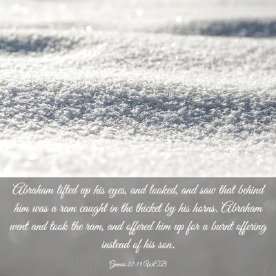 Picture 03 - Genesis 22:13 WEB - Abraham lifted up his eyes, and looked, and saw - Bible Verse Picture