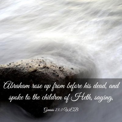 Picture 03 - Genesis 23:3 WEB - Abraham rose up from before his dead, and spoke - Bible Verse Picture