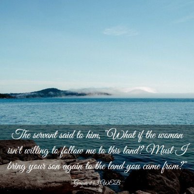 Picture 03 - Genesis 24:5 WEB - The servant said to him, 