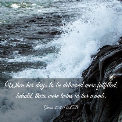 Picture 03 - Genesis 25:24 WEB - When her days to be delivered were fulfilled, - Bible Verse Picture