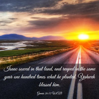 Picture 03 - Genesis 26:12 WEB - Isaac sowed in that land, and reaped in the same - Bible Verse Picture
