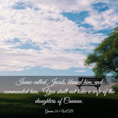 Picture 03 - Genesis 28:1 WEB - Isaac called Jacob, blessed him, and commanded - Bible Verse Picture