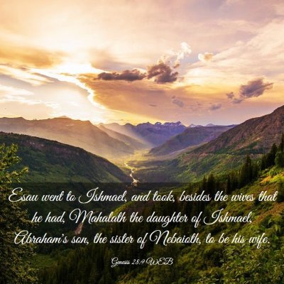 Picture 03 - Genesis 28:9 WEB - Esau went to Ishmael, and took, besides the wives - Bible Verse Picture