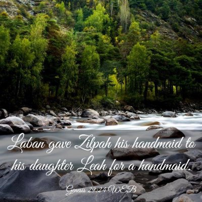 Picture 03 - Genesis 29:24 WEB - Laban gave Zilpah his handmaid to his daughter - Bible Verse Picture