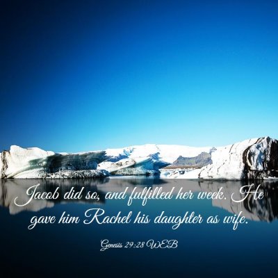 Picture 03 - Genesis 29:28 WEB - Jacob did so, and fulfilled her week. He gave him - Bible Verse Picture