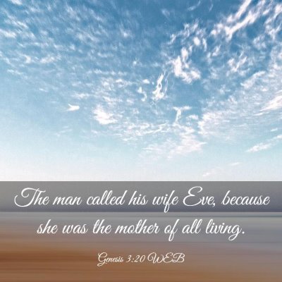 Picture 03 - Genesis 3:20 WEB - The man called his wife Eve, because she was the - Bible Verse Picture