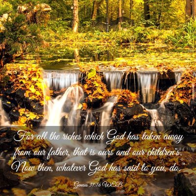 Picture 03 - Genesis 31:16 WEB - For all the riches which God has taken away from - Bible Verse Picture