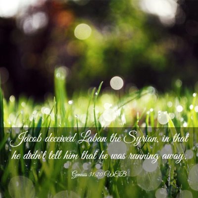 Picture 03 - Genesis 31:20 WEB - Jacob deceived Laban the Syrian, in that he - Bible Verse Picture