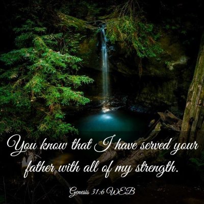 Picture 03 - Genesis 31:6 WEB - You know that I have served your father with all - Bible Verse Picture