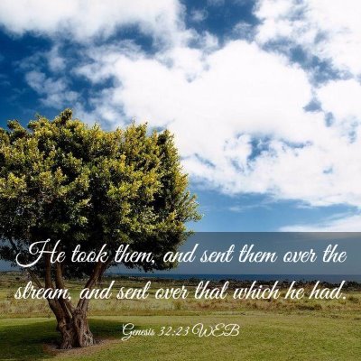 Picture 03 - Genesis 32:23 WEB - He took them, and sent them over the stream, and - Bible Verse Picture