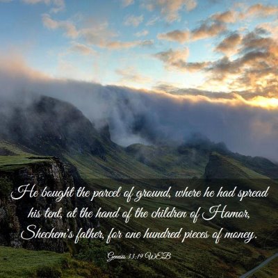 Picture 03 - Genesis 33:19 WEB - He bought the parcel of ground, where he had - Bible Verse Picture