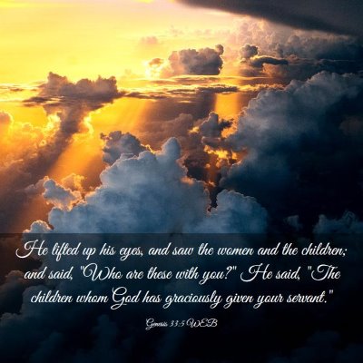 Picture 03 - Genesis 33:5 WEB - He lifted up his eyes, and saw the women and the - Bible Verse Picture