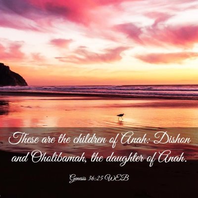 Picture 03 - Genesis 36:25 WEB - These are the children of Anah: Dishon and - Bible Verse Picture