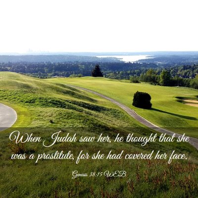 Picture 03 - Genesis 38:15 WEB - When Judah saw her, he thought that she was a - Bible Verse Picture