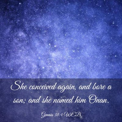 Picture 03 - Genesis 38:4 WEB - She conceived again, and bore a son; and she - Bible Verse Picture