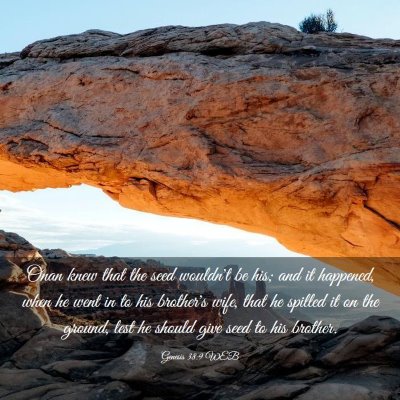 Picture 03 - Genesis 38:9 WEB - Onan knew that the seed wouldn't be his; and it - Bible Verse Picture