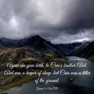 Picture 03 - Genesis 4:2 WEB - Again she gave birth, to Cain's brother Abel. - Bible Verse Picture