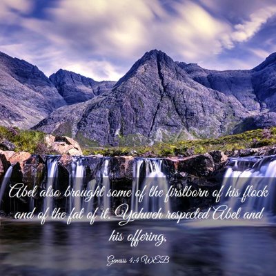Picture 03 - Genesis 4:4 WEB - Abel also brought some of the firstborn of his - Bible Verse Picture