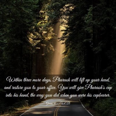 Picture 03 - Genesis 40:13 WEB - Within three more days, Pharaoh will lift up your - Bible Verse Picture