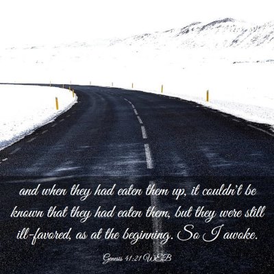 Picture 03 - Genesis 41:21 WEB - and when they had eaten them up, it couldn't be - Bible Verse Picture