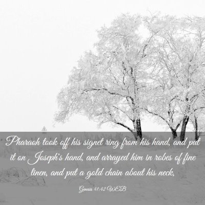 Picture 03 - Genesis 41:42 WEB - Pharaoh took off his signet ring from his hand, - Bible Verse Picture