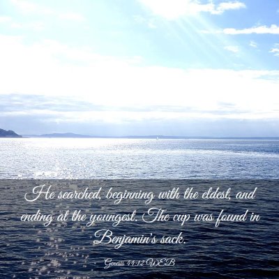 Picture 03 - Genesis 44:12 WEB - He searched, beginning with the eldest, and - Bible Verse Picture