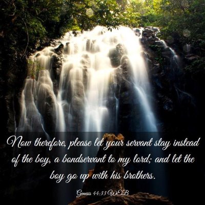 Picture 03 - Genesis 44:33 WEB - Now therefore, please let your servant stay - Bible Verse Picture